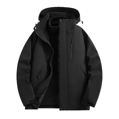 稻草人黑色冲锋衣女士2025新款秋冬户外防风防水保暖爬山登山服男