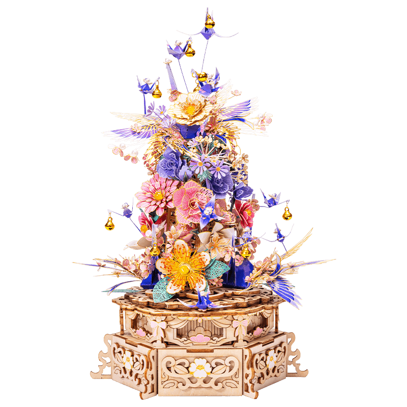 艺模醉花间3D立体拼图金属拼装模型手工diy玩具八音盒 送女友礼物