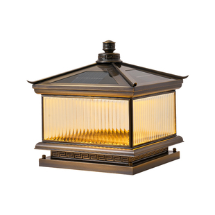 全铜柱头灯太阳能户外庭院灯室外新中式围墙别墅大门柱子灯门柱灯