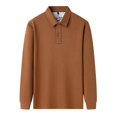 皮尔卡丹男士长袖t恤高端商务休闲轻奢纯棉翻领Polo衫珠地棉双珠