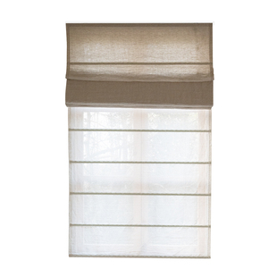 新款双层合一纯亚麻罗马帘 麻本色布+本白纱 日夜两用升降折叠帘