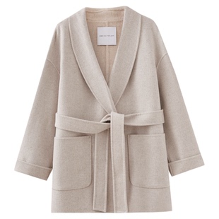 水云间极简圆肩羊毛大衣女双面毛呢外套厚秋冬实穿主义知性学术风