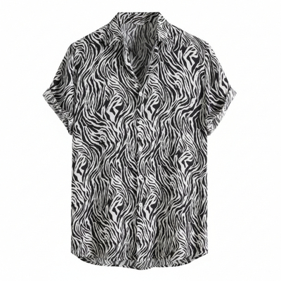 Casual 3D leopard print loose shirt  休闲3D豹纹宽松衬衫短袖