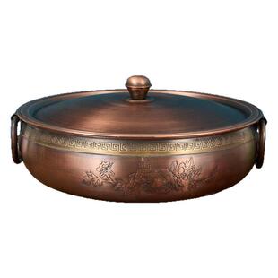 铜火锅特厚电磁炉火锅老式涮肉平底鸳鸯锅加厚紫铜燃气纯铜火锅