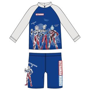 爱慕儿童奥特曼光之国勇士男孩长袖五分裤分身泳衣套装AK267E601