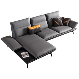 意式极简纳帕真皮沙发靠背扶手功能调节客厅组合碳素高脚牛皮沙发