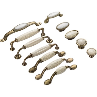 易嘉欧式裂纹陶瓷拉手新中式仿古青古铜橱柜抽屉柜子衣柜柜门把手