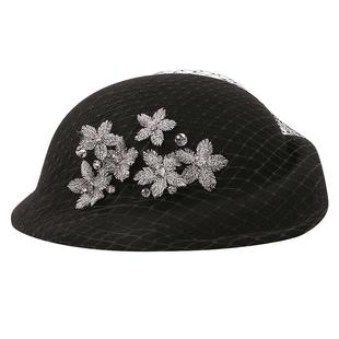 EE 冬季新款时尚羊毛贝雷帽秋冬网红韩版潮面纱女士帽子