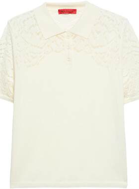 【春夏新降】MAX&Co.26女装蕾丝镂空花纹针织Polo衫6361046302