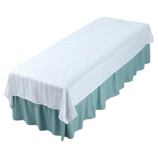 高档美容床单美容院床上专用单件白色带洞理疗按摩床单轻奢风纯色