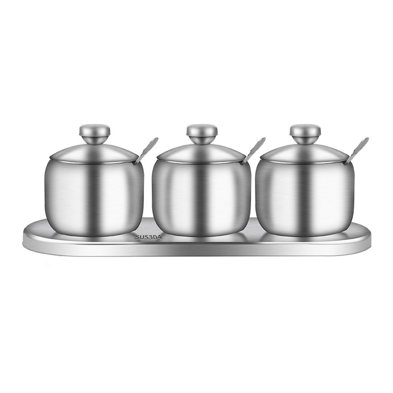 厨房304不锈钢调味罐套装家用 欧式佐料盒辣椒味精调料罐子味料盒