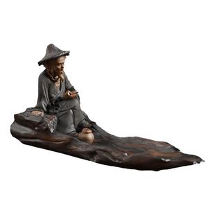 香插香座家用室内新中式陶瓷手工姜太公钓鱼线香座个性线香插摆件