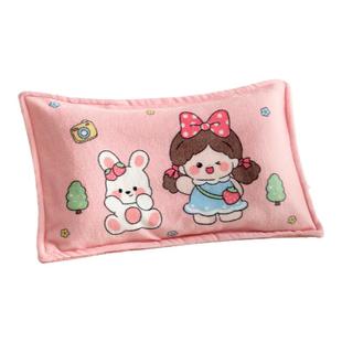 卡通儿童枕套牛奶绒30×50一对装冬季加厚女孩珊瑚绒枕头套40×60
