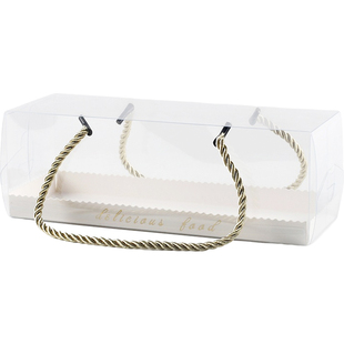 28cm烤盘手提瑞士卷蛋糕盒透明梦龙卷毛巾卷虎皮卷包装盒包邮10套