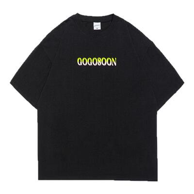 GOGOSOON夏季新款圆领短袖T恤300g男生渐变印花宽松百搭学生上衣Q