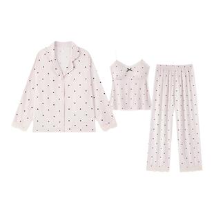 冰丝睡衣2026新款正流行女款春秋三件套长袖带胸垫家居服丝绸秋冬