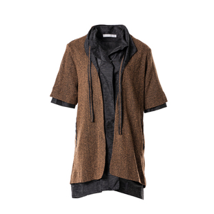 柯罗芭夏季专柜同款土黄色H型中长款半袖外套  ST4221 ￥3590