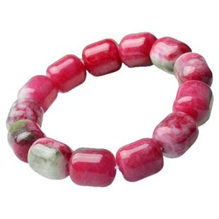 天然桃花玉桶珠女生手串招桃花寓意吉祥时尚百搭高级手链玉石饰品