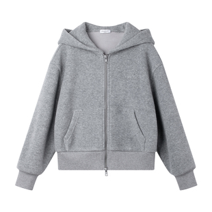 MUCMUKN【松弛周末】缪系高级灰卫衣套装一体绒外套裤子女童冬新