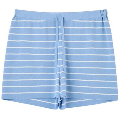 BLUE ERDOS26夏季新品休闲松弛感棉混纺双色条纹四平夹条针织短裤