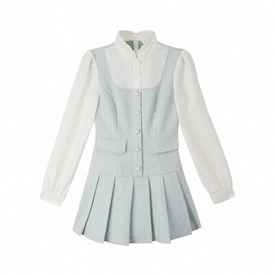 千金感斗篷披肩连衣裙套装女