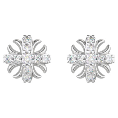 LUCKJAY十字架鸢尾花莫桑钻耳钉