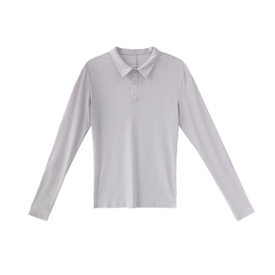 黑色白色灰紫色修身长袖polo