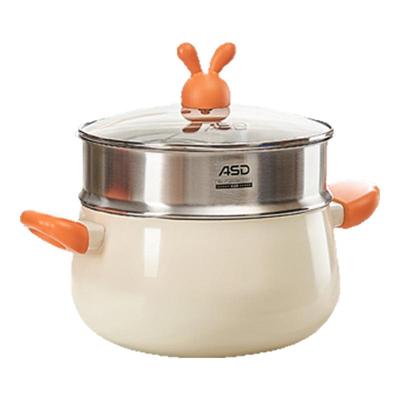 爱仕达陶瓷兔子汤锅家用不粘煮面双耳锅燃气电磁炉官方旗舰店正品