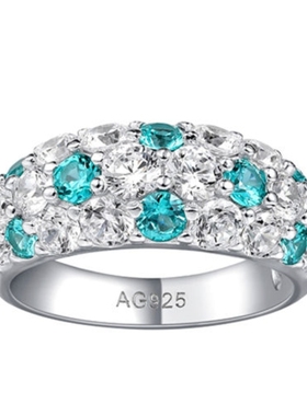 满镶间钻宝石戒指复古波点