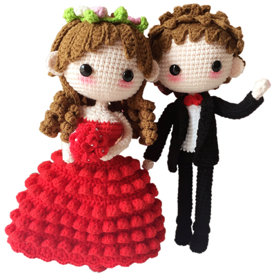 原创新版蛋糕裙婚礼对娃材料包