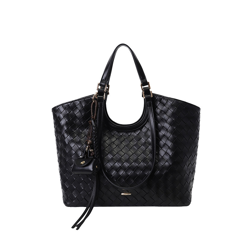 南风Chio2nd 初冬织梦托特包包女款秋冬黑色编织包手提单肩通勤包