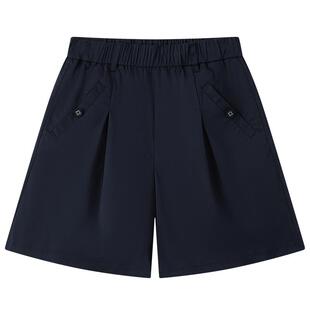 eland kids衣恋童装女童短裤夏季英伦学院风双插袋松紧腰宽松裤子