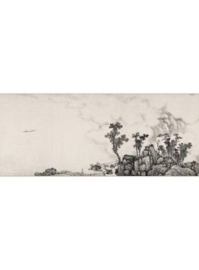 沈周烟江叠嶂图横幅水墨山水画