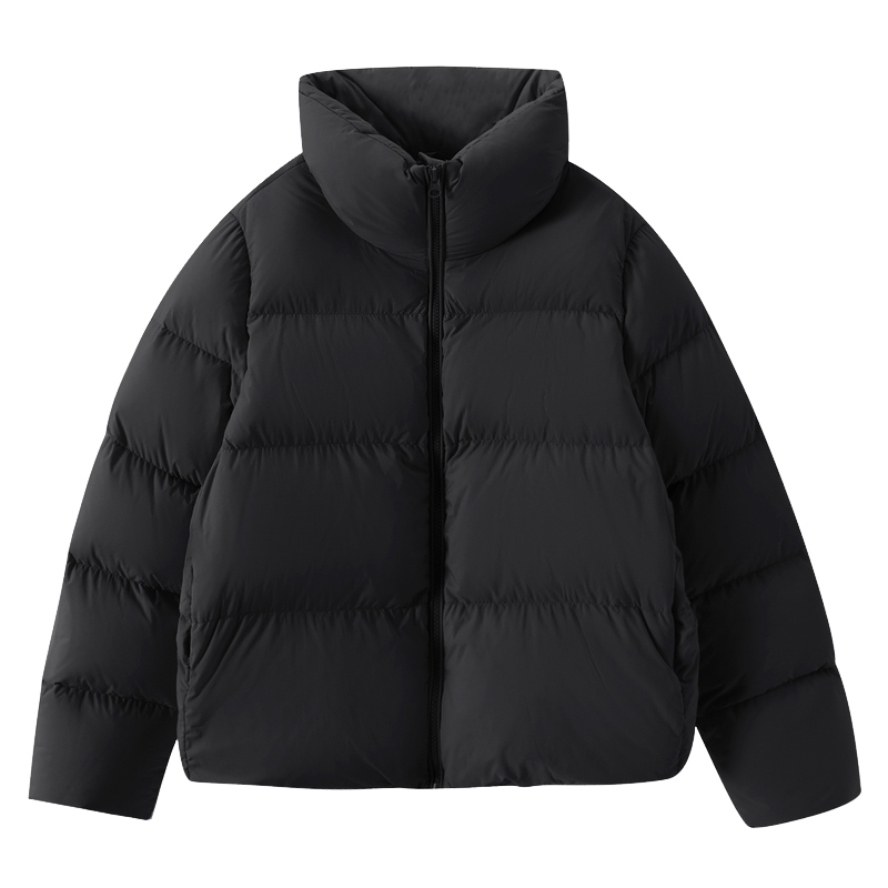 Basic House/百家好立领短款羽绒服女冬季宽松显瘦加厚保暖面包服