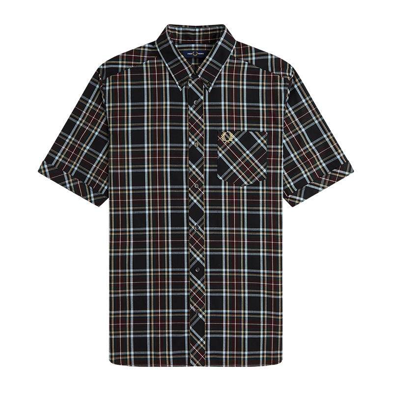 FREDPERRY短袖格纹衬衫英伦质感