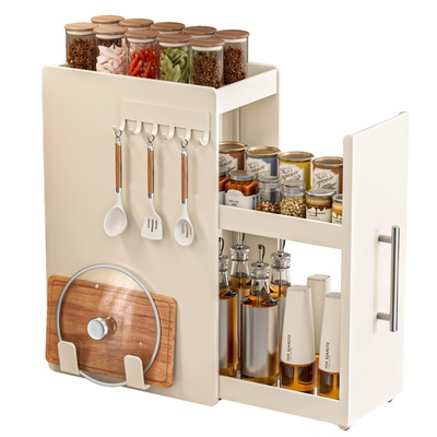 厨房窄款调料架台面抽拉式多层防尘收纳柜油盐酱醋调味料置物架