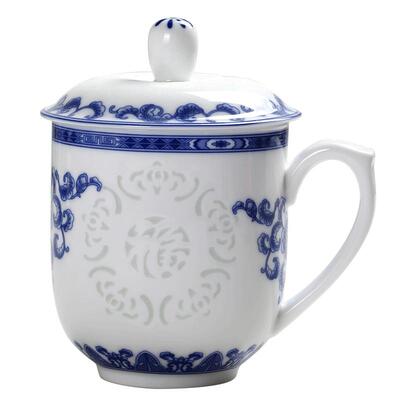 景德镇青花玲珑风会议杯定制logo