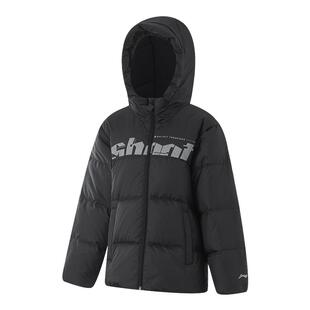 李宁童装儿童羽绒服男大童冬季2025秋冬款连帽外套面包服保暖短款