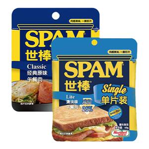 SPAM世棒午餐肉单片60g猪肉早餐三明治火锅配菜便携包装开袋即食