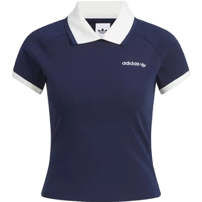 滔搏adidas阿迪达斯三叶草女子修身T恤短款翻领女短袖POLO KF9610