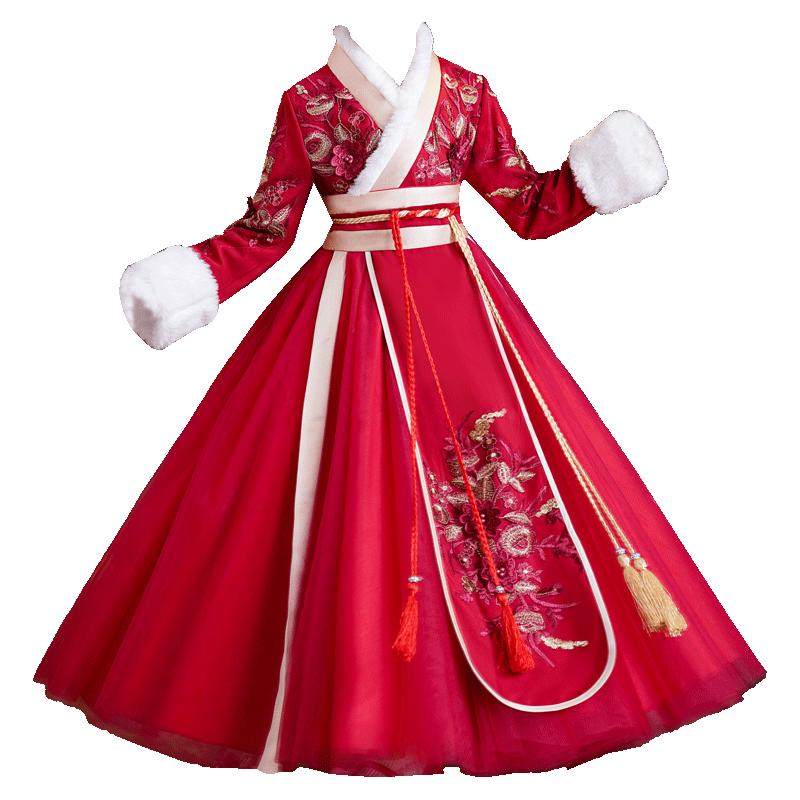 汉服女童冬款新年儿童古装秋冬装过年冬季唐装2025新款国风拜年服