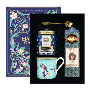 布兰兔空中花园白桃乌龙茶骨瓷马克杯茶叶组合礼盒送朋友生日礼物