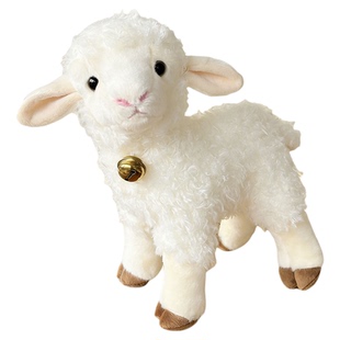 呆萌可爱铃铛小绵羊毛绒玩具玩偶睡觉公仔羊驼公仔摆件生日礼物女