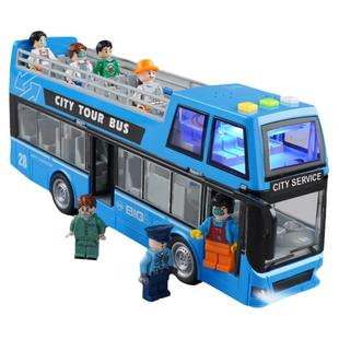 儿童公交车双层巴士敞篷巴士公共汽车小男孩仿真观光大巴车玩具车