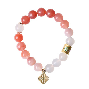 灵机麦玲玲天喜手链女渐变红玛瑙手串单身吉祥物送闺蜜小桃花礼物