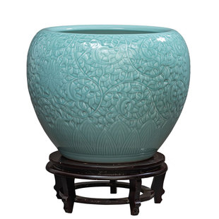 景德镇陶瓷书画缸卷轴缸影青釉大花瓶书房客厅落地字画收纳筒摆件