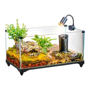 乌龟缸超白玻璃造景小别墅家用带晒台生态鱼缸养大乌龟专用饲养箱