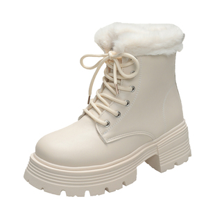 增高防滑雪地靴女2025新款秋冬季加绒短靴加厚保暖棉鞋厚底马丁靴