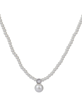 法式气质优雅镶钻珍珠项链轻奢