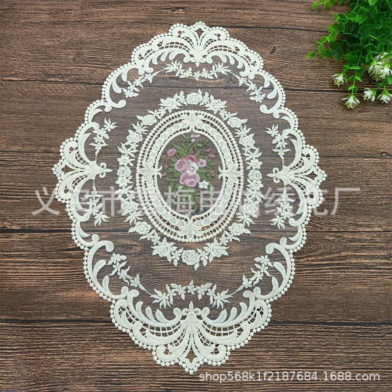 欧式刺绣餐垫刺绣复古花边旗道具巾垫防尘盖沙发垫拍摄装饰桌茶几